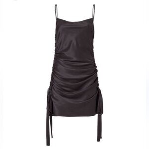 Zimmermann 100% Silk Mini Dress Cinch Tie Sleeveless Chocolate Brown Sz 2 NWT